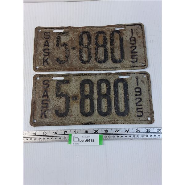 Pair of Saskatchewan License Plate - 1925
