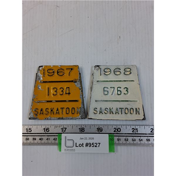 (2) Saskatoon Bicycle License Plate - 1967-68