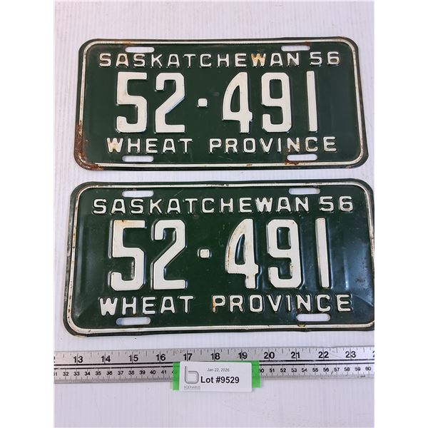 (2) Saskatchewan License Plate - 1956