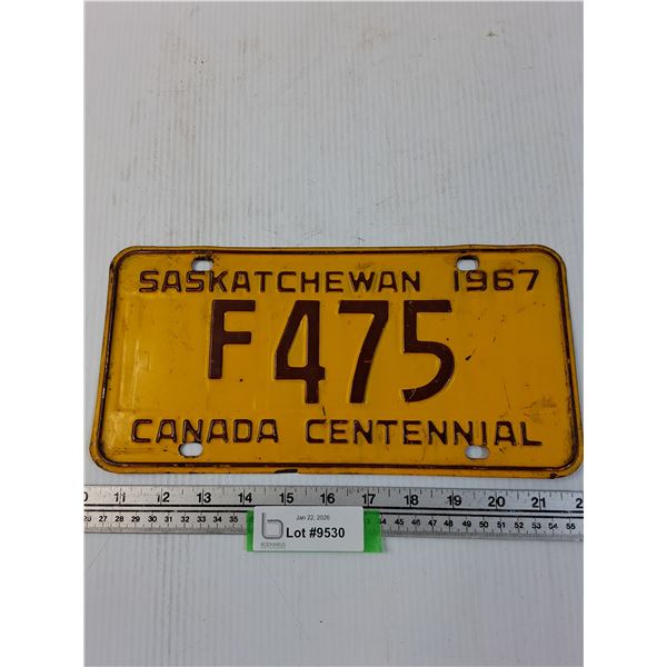 Saskatchewan Farm License Plate - 1967