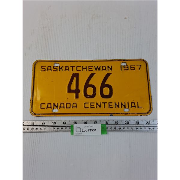 Saskatchewan License Plate - 1967