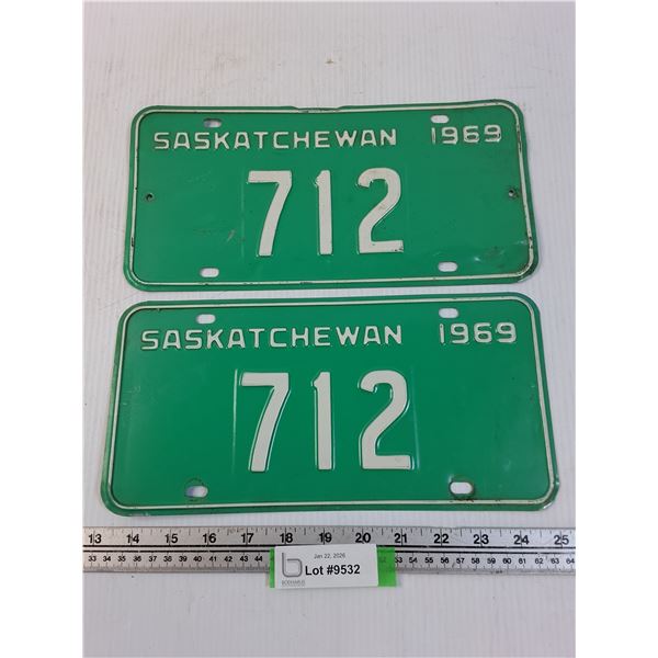 (2) Saskatchewan License Plate - 1969