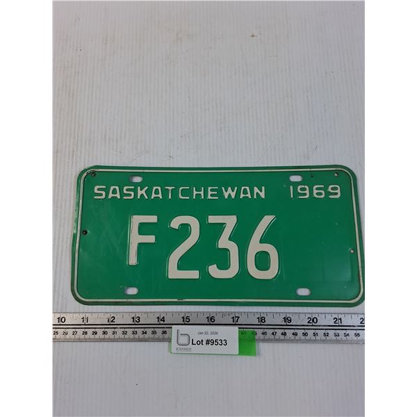 Saskatchewan Farm License Plate - 1969