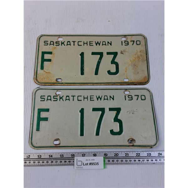 (2) Saskatchewan License Plate - 1970