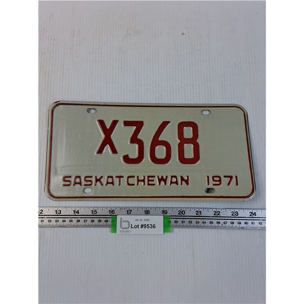 Saskatchewan License Plate - 1971