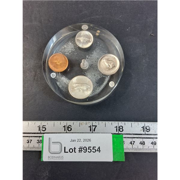 Custom Made Paper Weight of Canadian Coins - 1867-1967