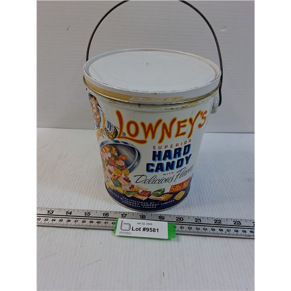 Lowney's Hard Candy Tin Bucket w/Lid
