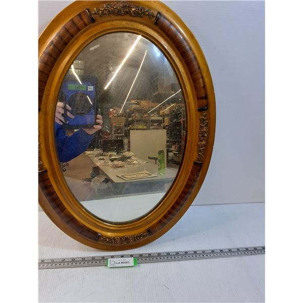 Ornate Concave Mirror in Wooden Frame - 19" x 25"