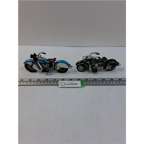 (2) Metal Indian Motorcycle Figurines