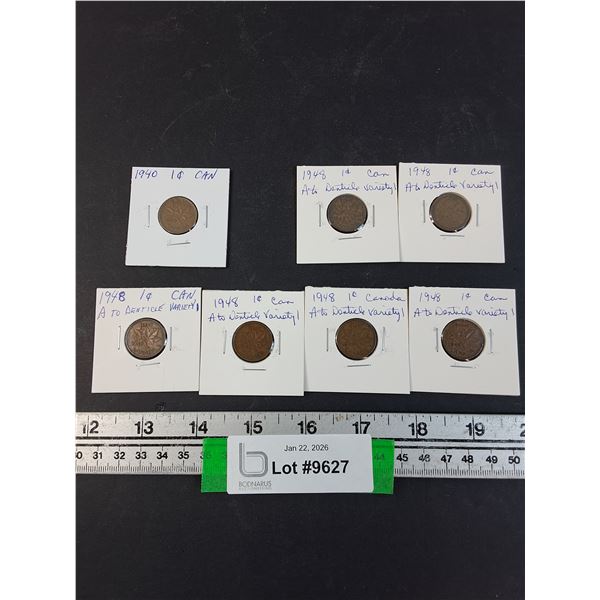 (7) Canadian Coins: One Cent - 1940 & 1948