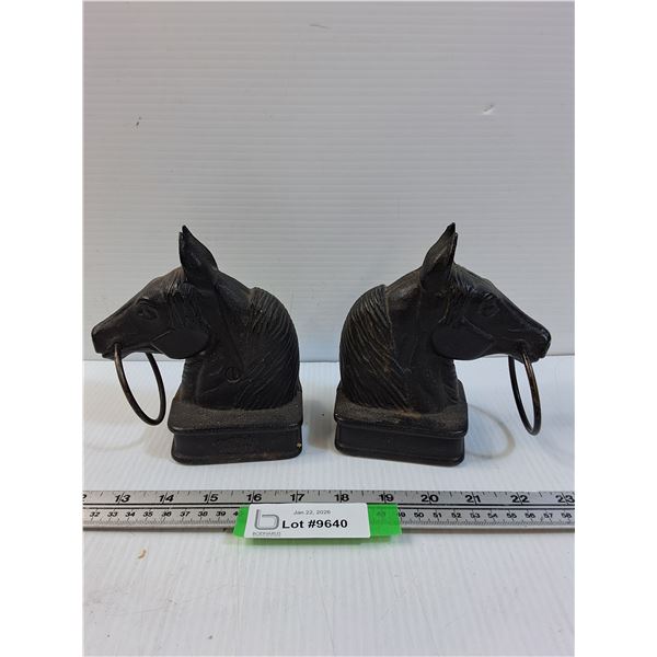 Canada Forge Cast Iron Horse Head Book Ends - 6" Tall