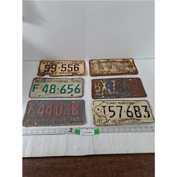 Lot of Various License Plates, Saskatchewan, Manitoba, Alberta, 1957-71
