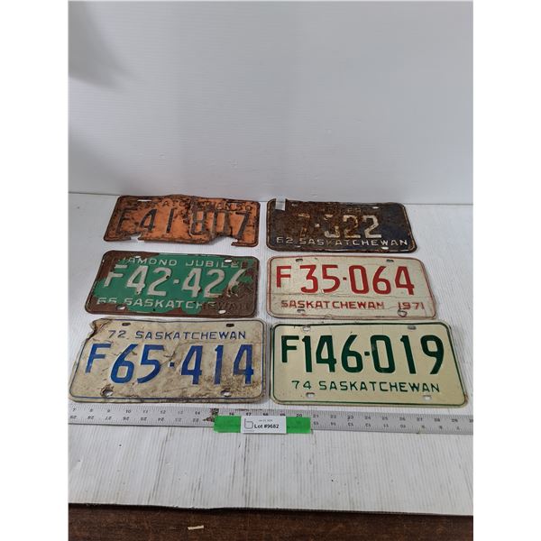 (6) Various Saskatchewan License Plates, 1950-74