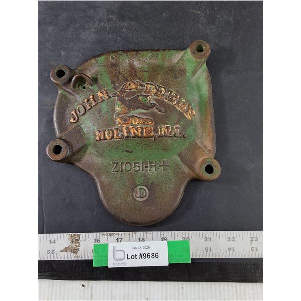 Vintage Cast Iron John Deere Moline Illinois Sickle Mower Gearbox Cover, 8" x 9"
