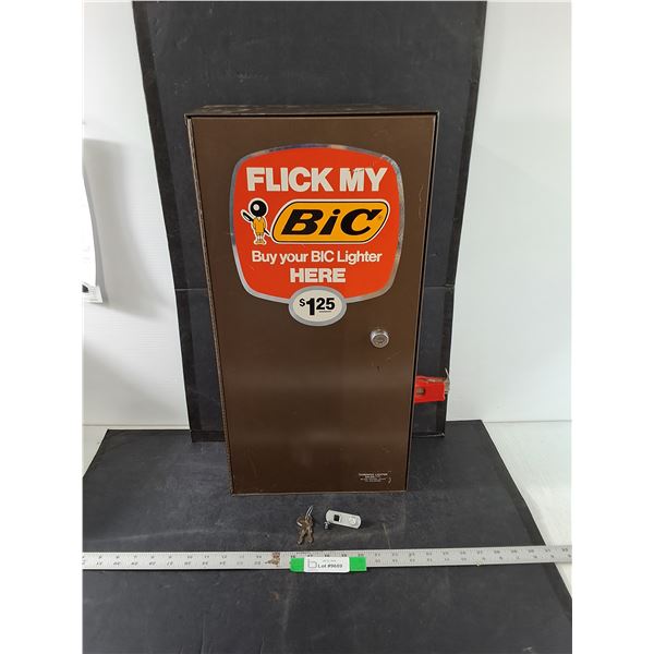 Vintage Bic Lighter Dispenser, w/ Original Lighters Inside, Has Key and Hardware for Lock, 6"x12"x24