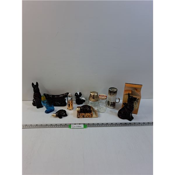 (10) Avon Cologne Bottles w/Boxes, Empty & Nutty Club Piggy Bank, Ceramic Mug Vase