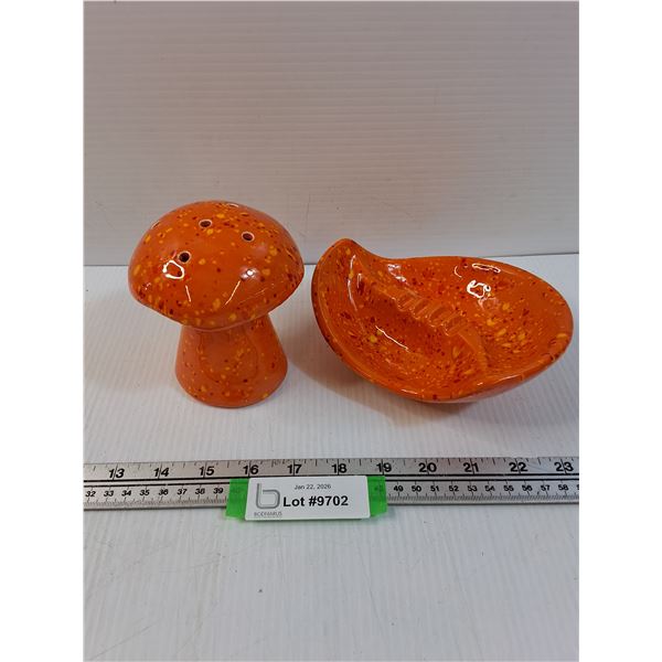 Ceramic Ashtray & Salt Shaker