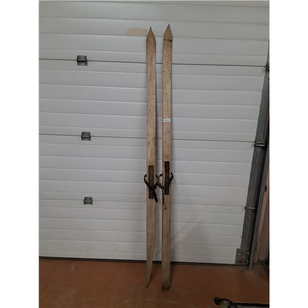 *Vintage Wooden Cross Country Skis - Some Wear - 84" Long - CANNOT SHIP