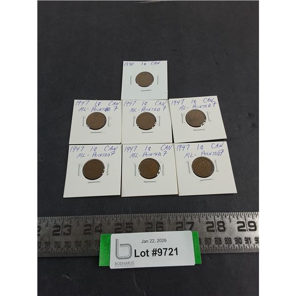 (7) Canadian Pennies from 1940 & 1947
