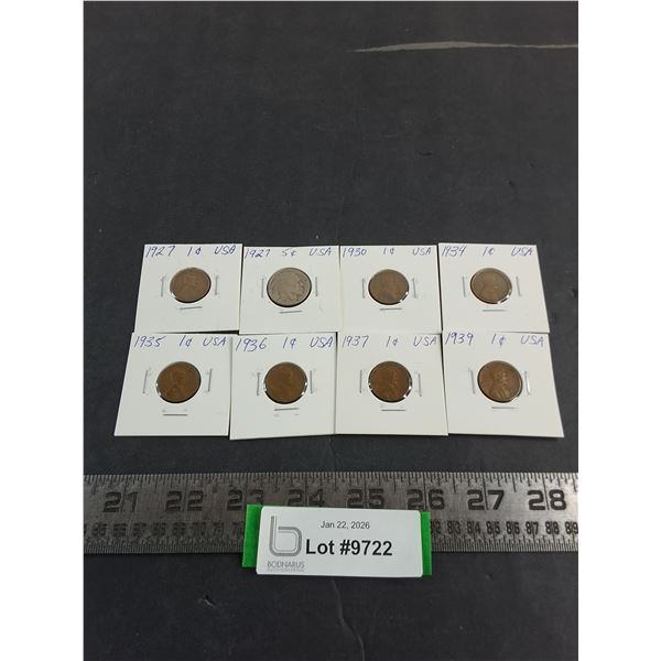 (8) American Coins from 1927-1939
