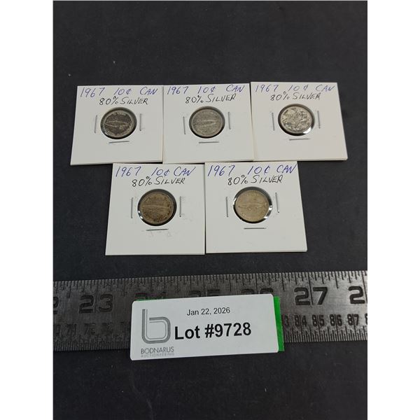 (5) Canadian Dimes from 1967