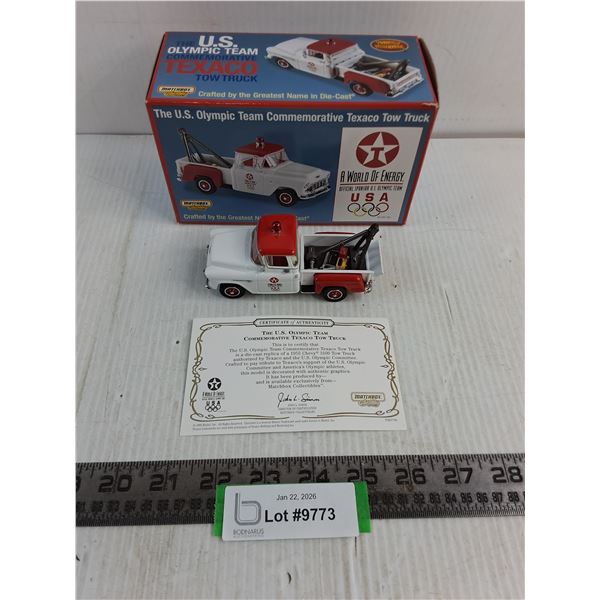 Matchbox Die-Cast "U.S. Olympic Team Commemorative Texaco Tow Truck" w/COA