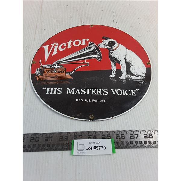 Vintage Metal Victor Advertisement Sign - 11.5" Diameter