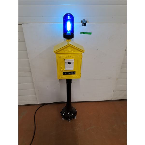 #Restored Vintage Gamewell Fire Alarm Box on Stand w/ Light- Up Globe, Powers on, 54"Tall- NO SHIP