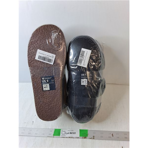 (2) Pairs of Men's Slippers- 7 & 9, Sealed