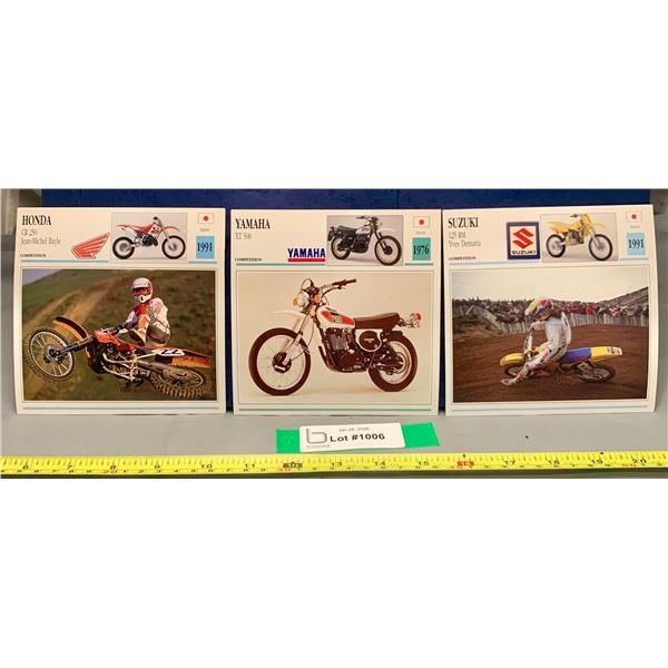 Vintage Motorcycle Photo Spec Card 5 3/8" x 5 3/8" Mint Rare: Honda Yamaha Suzuki