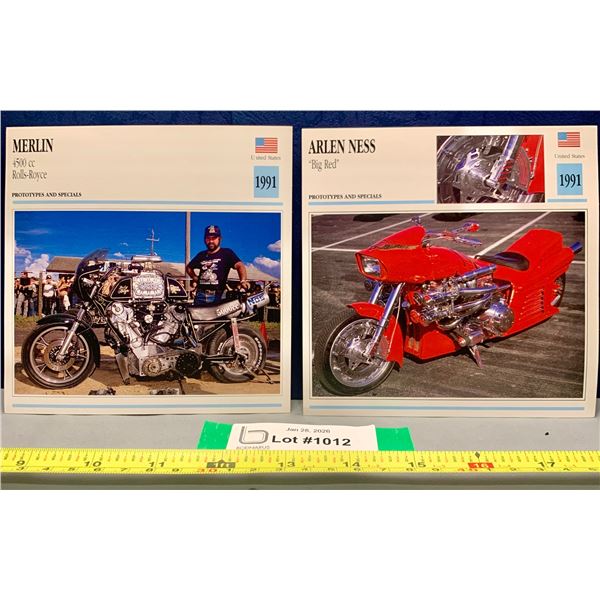 Vintage Motorcycle Photo Spec Card 5 3/8" x 5 3/8" Mint Rare: Arlen Ness & Merlin Prorotypes