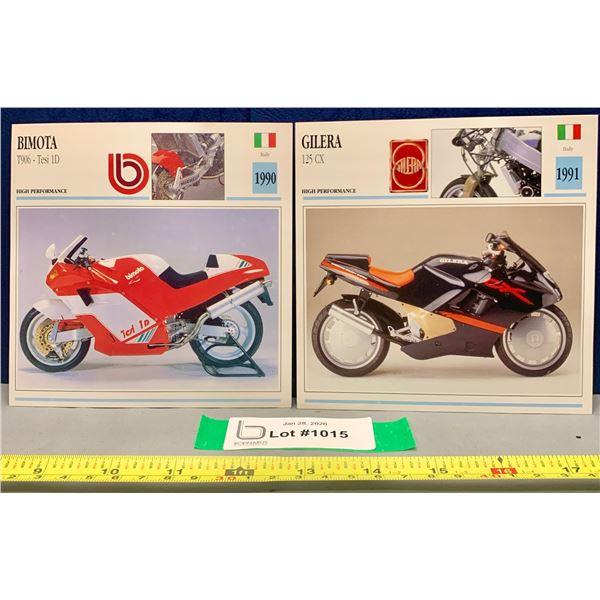 Vintage Motorcycle Photo Spec Card 5 3/8" x 5 3/8" Mint Rare: Bimoto & Gilera