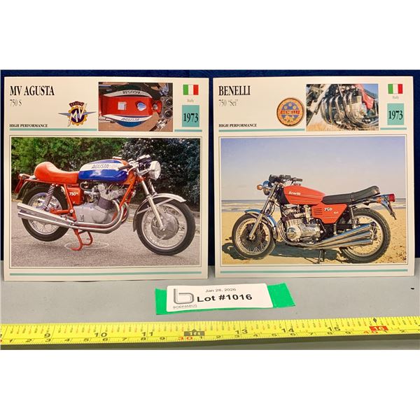 Vintage Motorcycle Photo Spec Card 5 3/8" x 5 3/8" Mint Rare: MV Augusta & Benelli