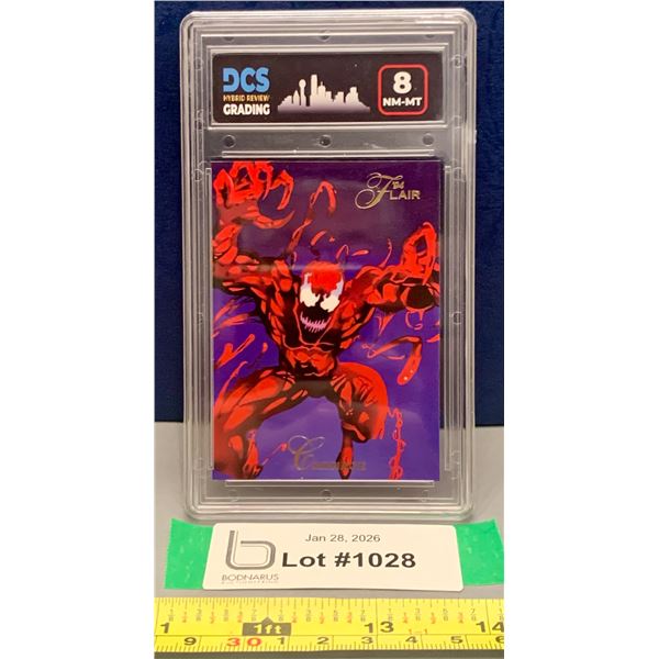 Marvel Universe / Comics 1994 Carnage Flair GOLD Card DCS Graded 8 - Rare