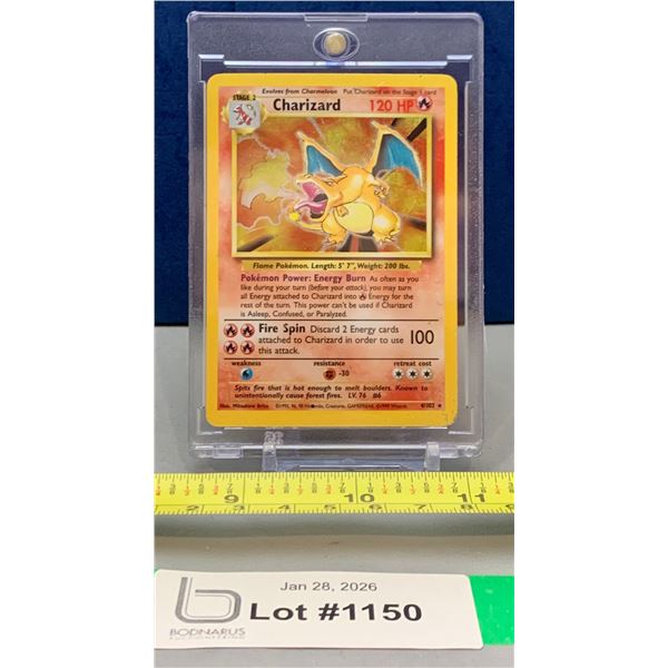 ^ULTRA RARE AUTHENTIC 1999 CHARIZARD HOLO #4/102 From Base Set Unlimited LP in Magnetic Hard Case!