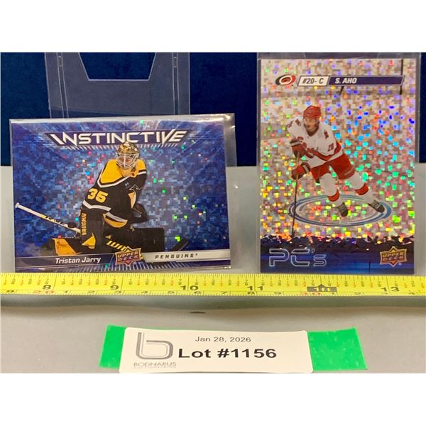(2) 2023-24 UD Rare Sparklers Hockey Cards: Tristan Jarry & Sebastian Aho
