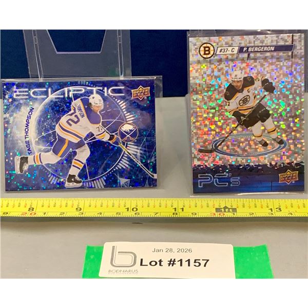 (2) 2023-24 UD Rare Sparklers Hockey Cards: Tage Thompson & Patrice Bergeron