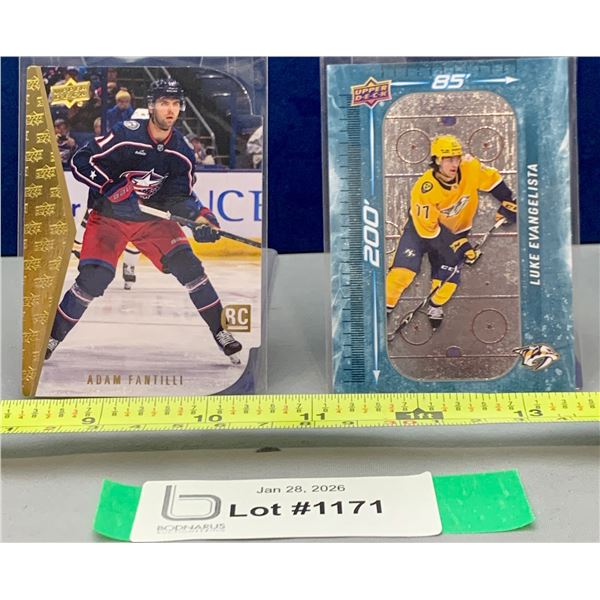 (2)2023 Rookie Hockey cards: Adam Fantilli & Luke Evangelista