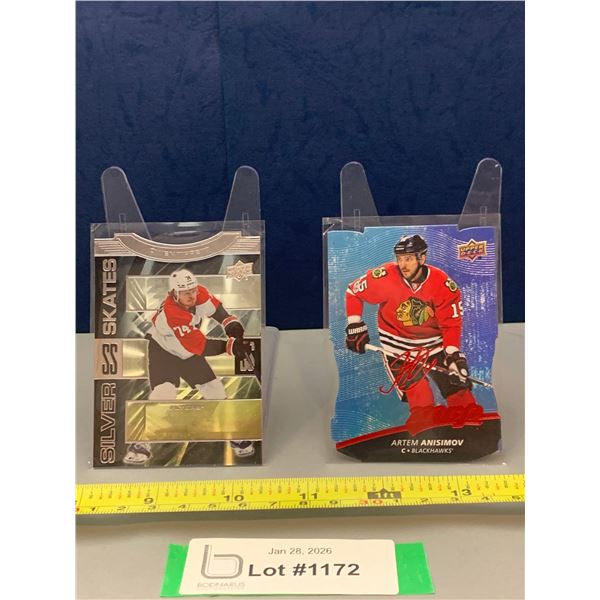 (2) Die-Cut Holo Hockey cards: Owen Tippett Silver Skates & Artem Anisimov