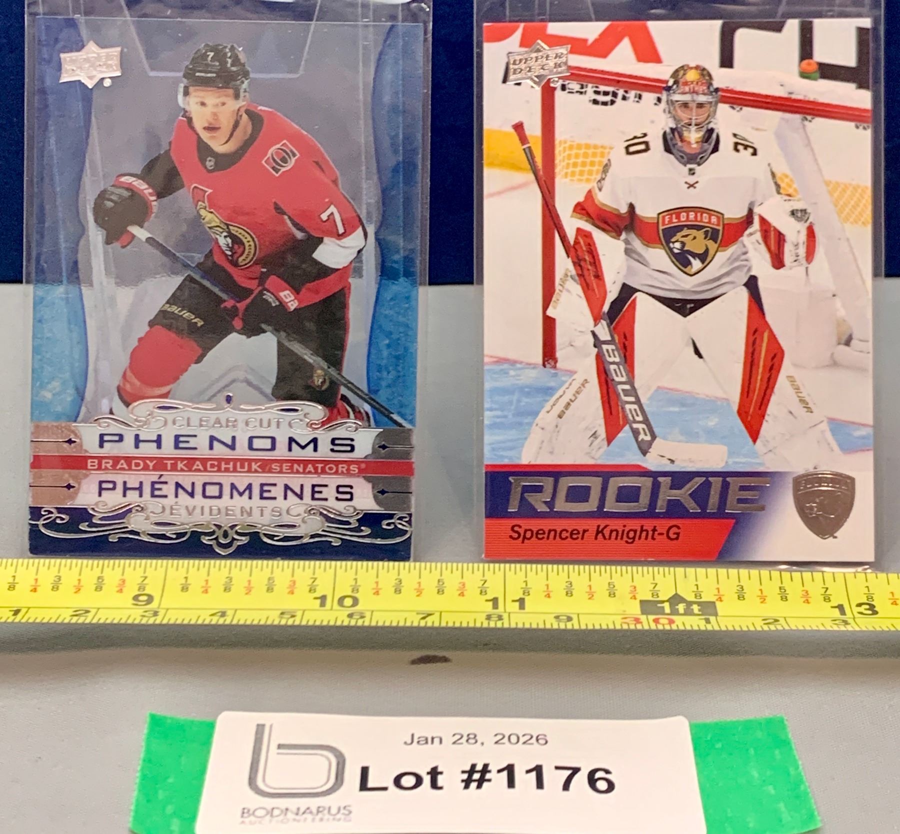 (2) NHL Rookie Hockey cards: Brady Tkachuk Clear Cut & Spencer Knight