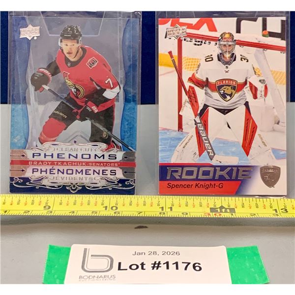 (2) NHL Rookie Hockey cards: Brady Tkachuk Clear Cut & Spencer Knight