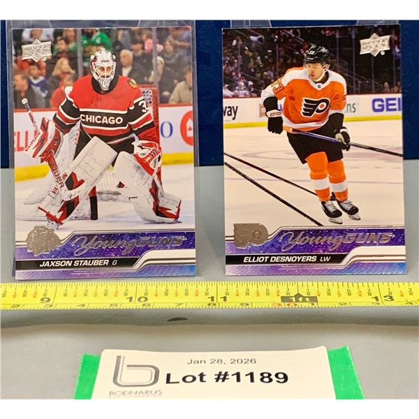 (2) NHL Young Guns Rookie Hockey cards: Jaxson Stauber & Elliot Desnoyers