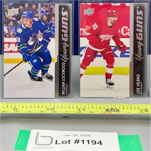 (2) NHL Young Guns Rookie Hockey cards: Joe Veleno & Lockwood