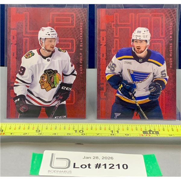 (2) Rare Red Flourescence Rookie Hockey cards: Luke Philp & Hugh McGing