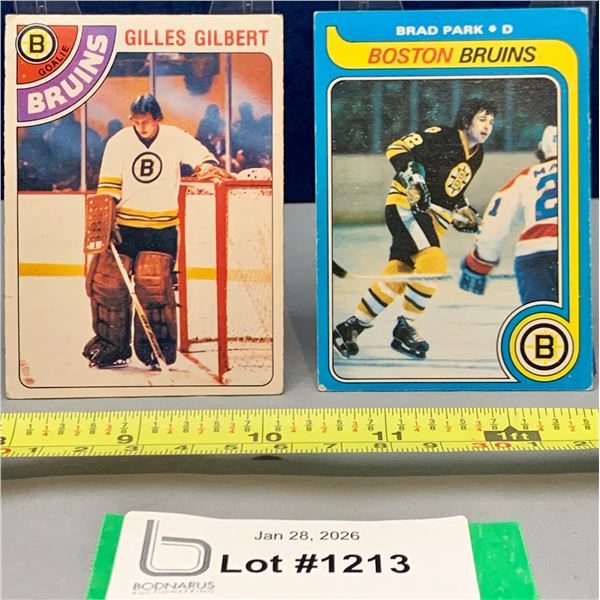 (2) OPC Vintage Boston Bruins Hockey Cards: 1978 Gilles Gilbert & 1979-80 Brad Park