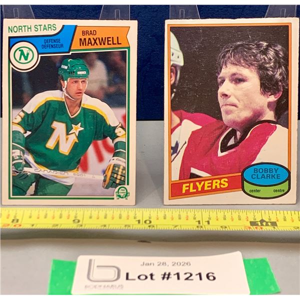 (2) OPC Vintage Hockey Cards: Brad Maxwell 1983 & Bobby Clarke 1979