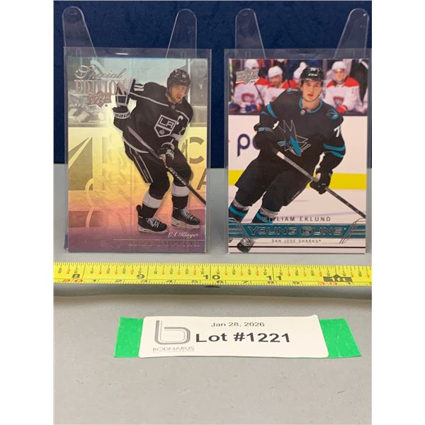 (2) William Eklund Young Guns RC & Anze Kopitar Special insert Hockey card