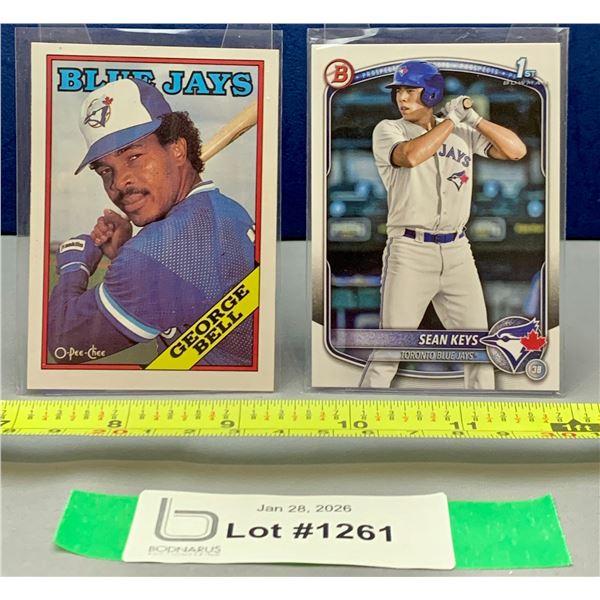 (2) MLB Baseball Cards: George Bell OPC Vintage Blue Jays & Sean Keys RC Blue Jays