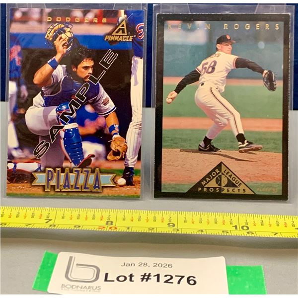 (2) Mike Piazza Rare Sample & Kevin Rogers Rookie MLB Baseball Cards