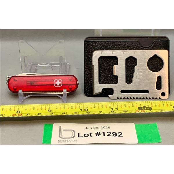 (2) Mini Swiss Army Knife & Stainless Steel Pocket Multi-Tool in Case Both New